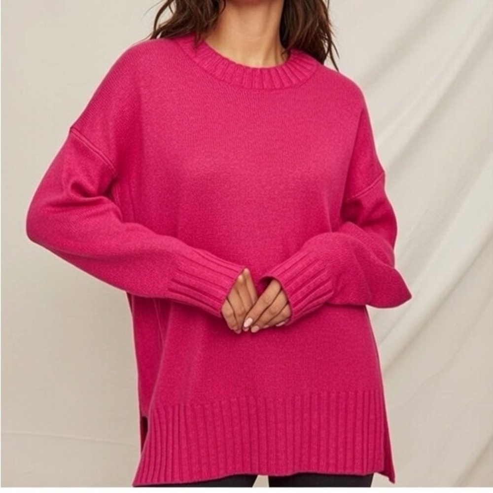 Free People Fuchsia Crew Neck Sweater - Picture 2 of 9